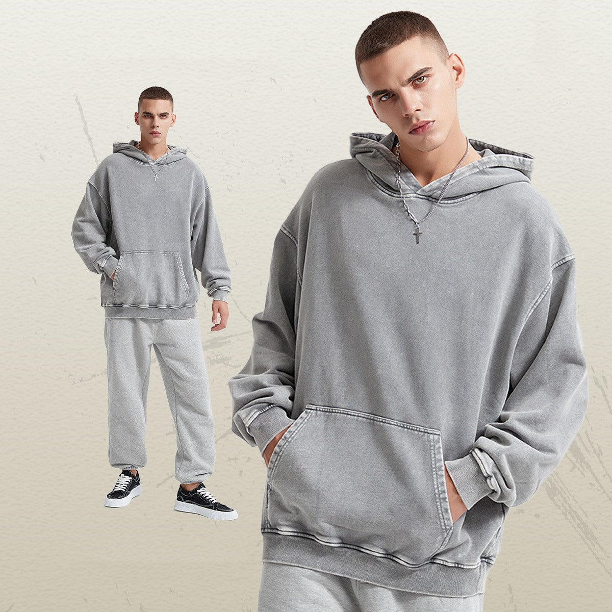 Lässiger Kapuzenpullover im Used-Look für Herren
