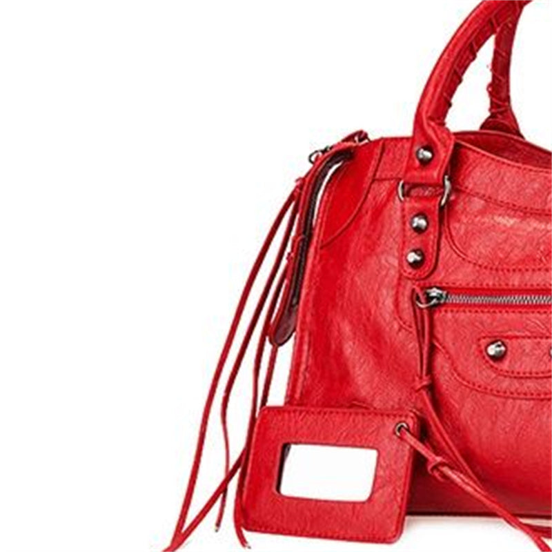 Damenhandtasche mit Fransen, Umhängetasche, Vintage-Stil, verziert mit Nieten und Fransen