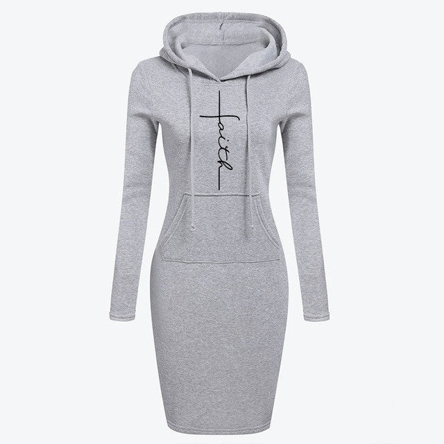 Herbst Winter Damen Hoodies Sweatshirts Langarmkleid