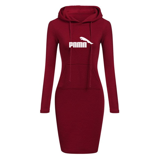 Herbst Winter Damen Hoodies Sweatshirts Langarmkleid