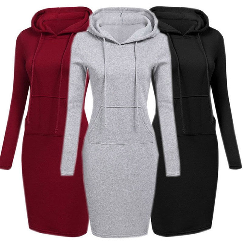 Herbst Winter Damen Hoodies Sweatshirts Langarmkleid