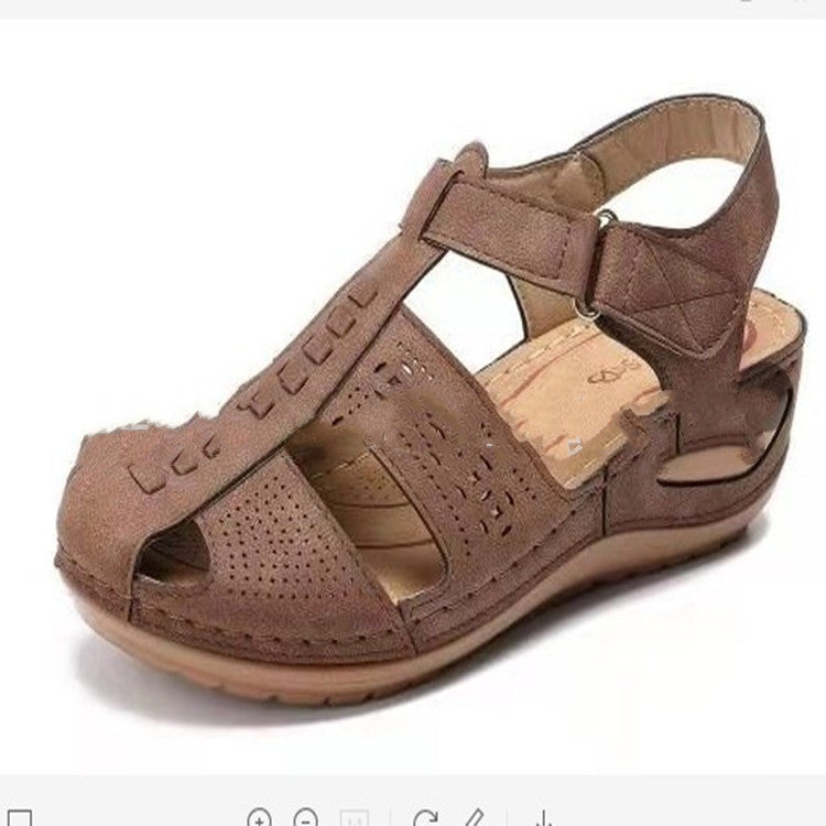 Sandalen von Foreign Trade, große Größen, Damenschuhe mit Außenstrick, modische Sommersandalen mit mittelhohem Absatz und weichem Absatz