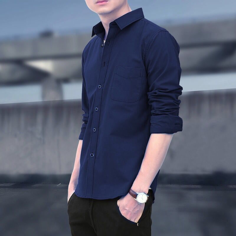 Herrenhemden Slim Fit Freizeit Langarmhemden Business Herren