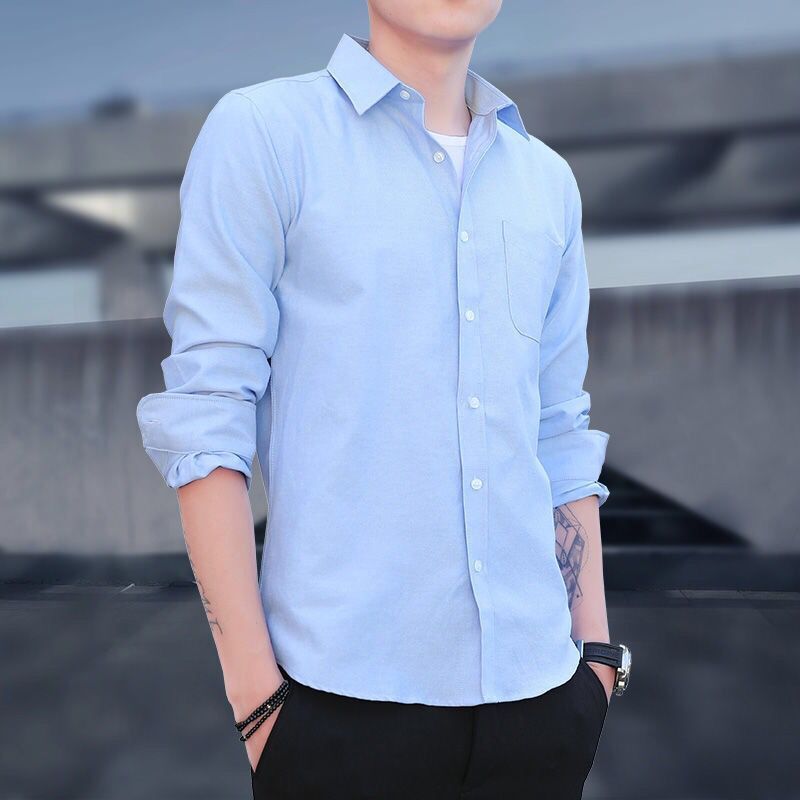 Herrenhemden Slim Fit Freizeit Langarmhemden Business Herren