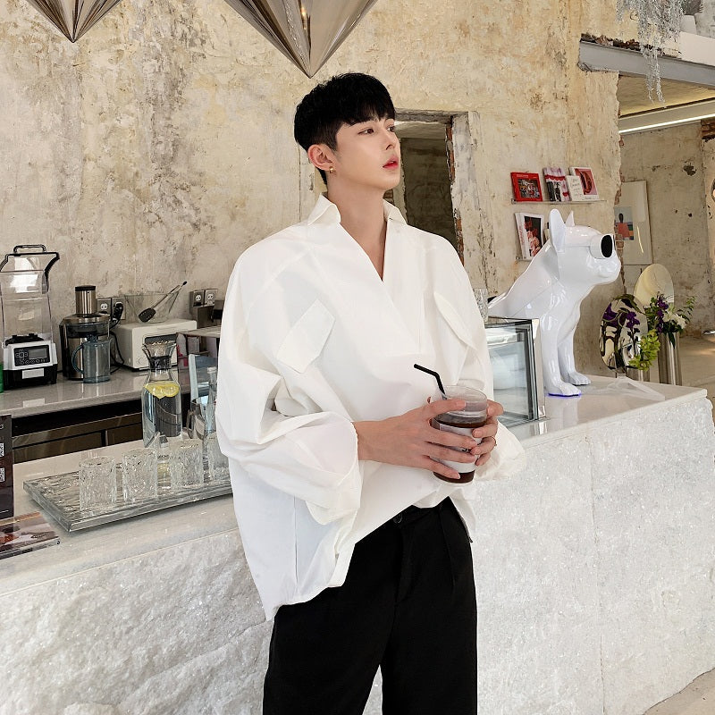 Herren Langarm-Freizeithemd, locker, weiß