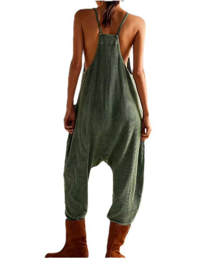 Einfarbige Freizeithose mit Hosenträgern für Damen