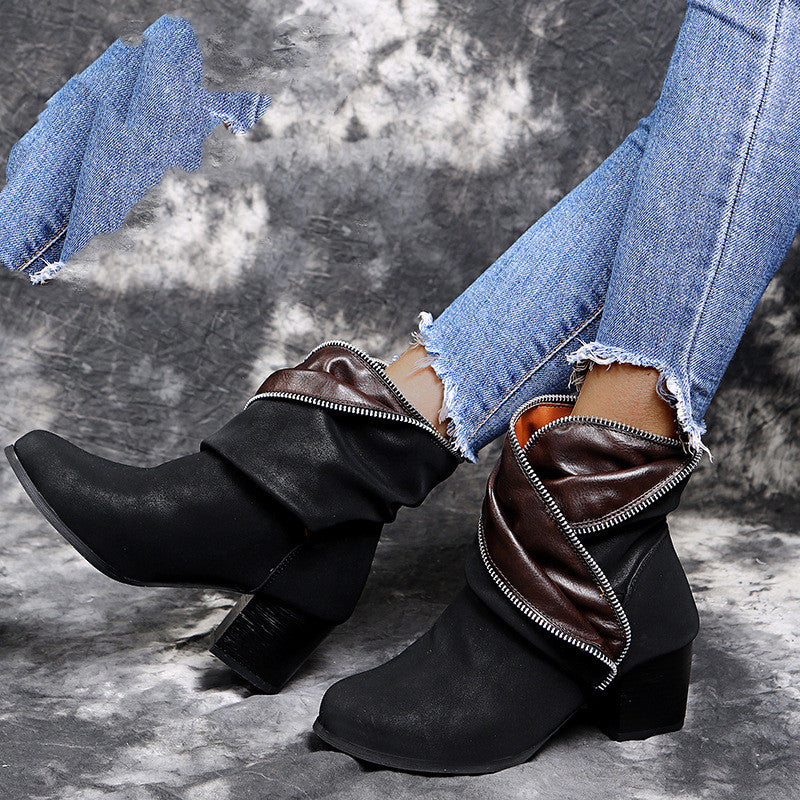 Damenschuhe in großen Größen mit dickem Absatz, modische Damenschuhe