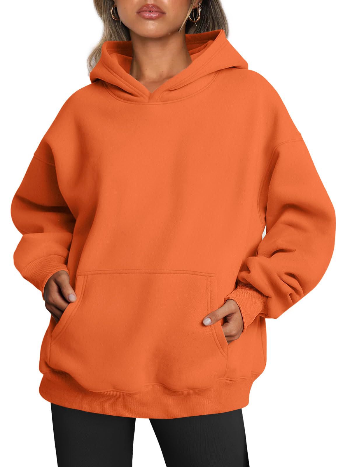 Oversized-Fleece-Hoodies für Damen, lockere Sweatshirts mit Tasche, langärmlige Pullover, Winter- und Herbstoutfits, Sportbekleidung