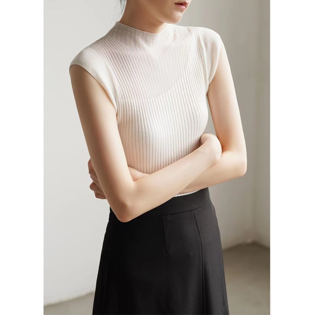 Transparente, farbverlaufende, ärmellose Strickware für Damen