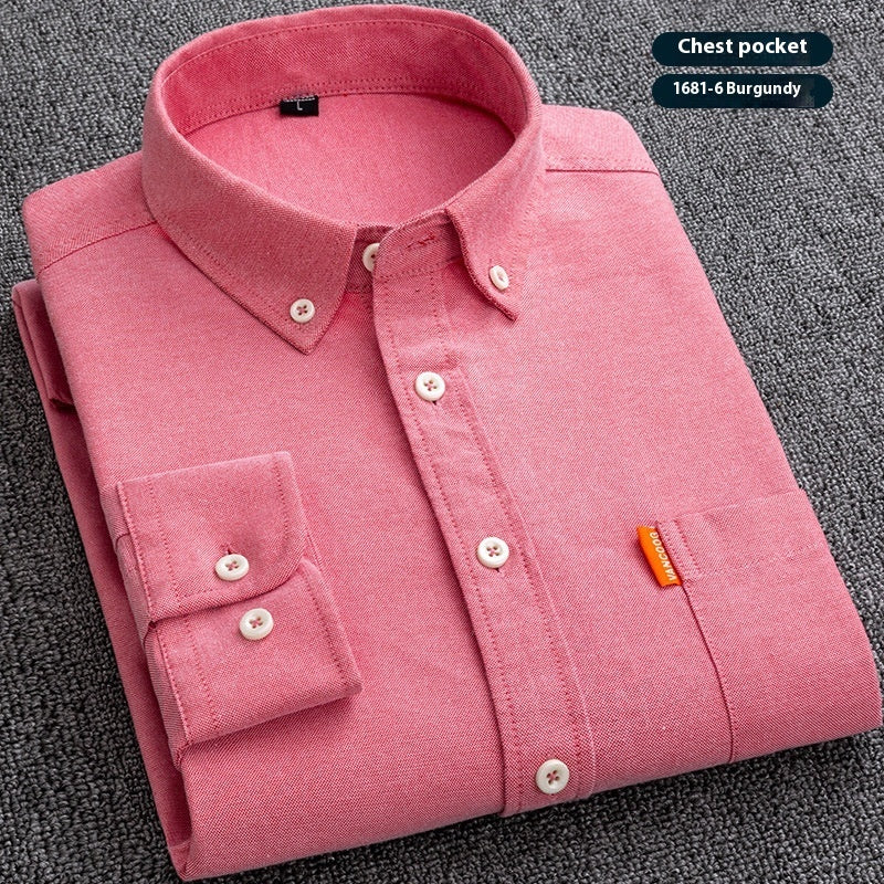 Herrenhemden aus reiner Baumwolle, gewaschenes Oxford-Gewebe