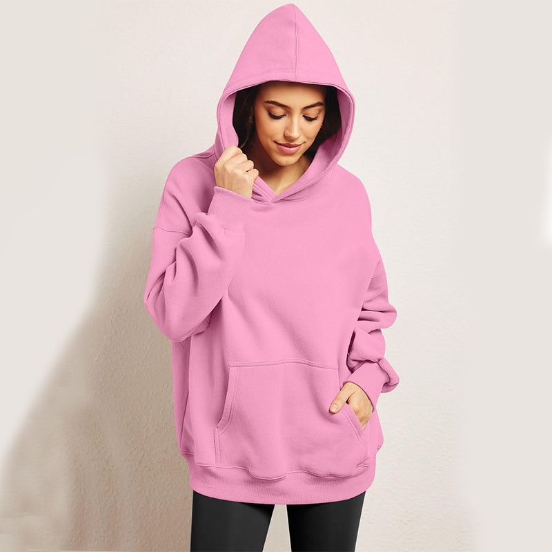 Oversized-Fleece-Hoodies für Damen, lockere Sweatshirts mit Tasche, langärmlige Pullover, Winter- und Herbstoutfits, Sportbekleidung