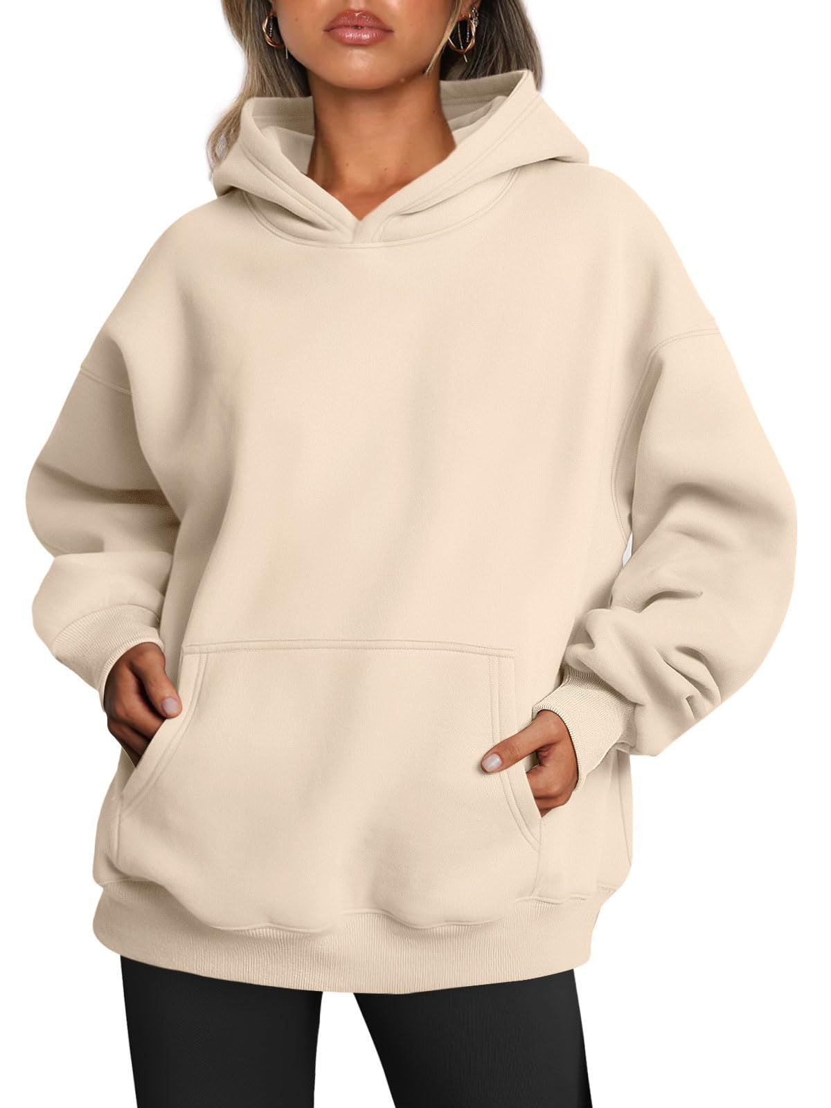 Oversized-Fleece-Hoodies für Damen, lockere Sweatshirts mit Tasche, langärmlige Pullover, Winter- und Herbstoutfits, Sportbekleidung