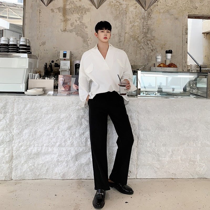 Herren Langarm-Freizeithemd, locker, weiß