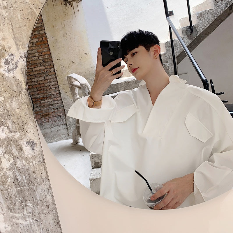 Herren Langarm-Freizeithemd, locker, weiß