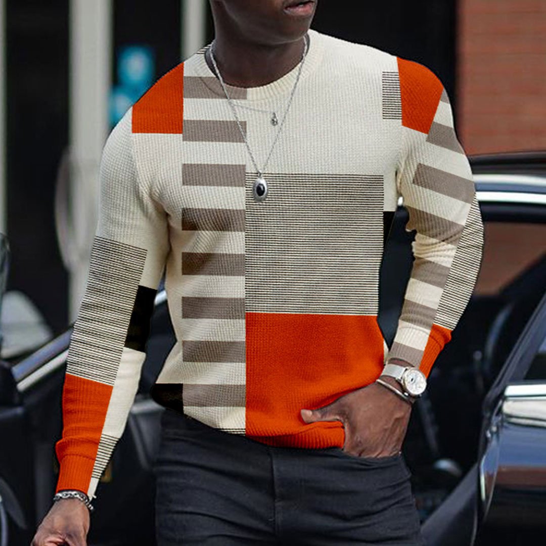 3D-Pullover-Freizeittops für Herren, Langarm-T-Shirts