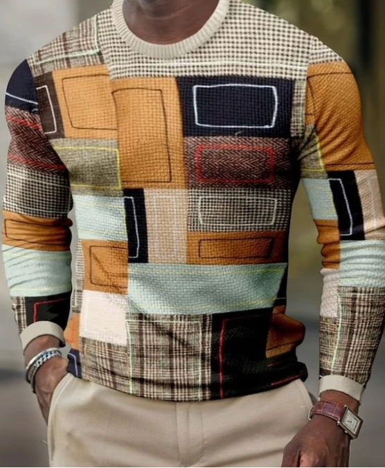 3D-Pullover-Freizeittops für Herren, Langarm-T-Shirts