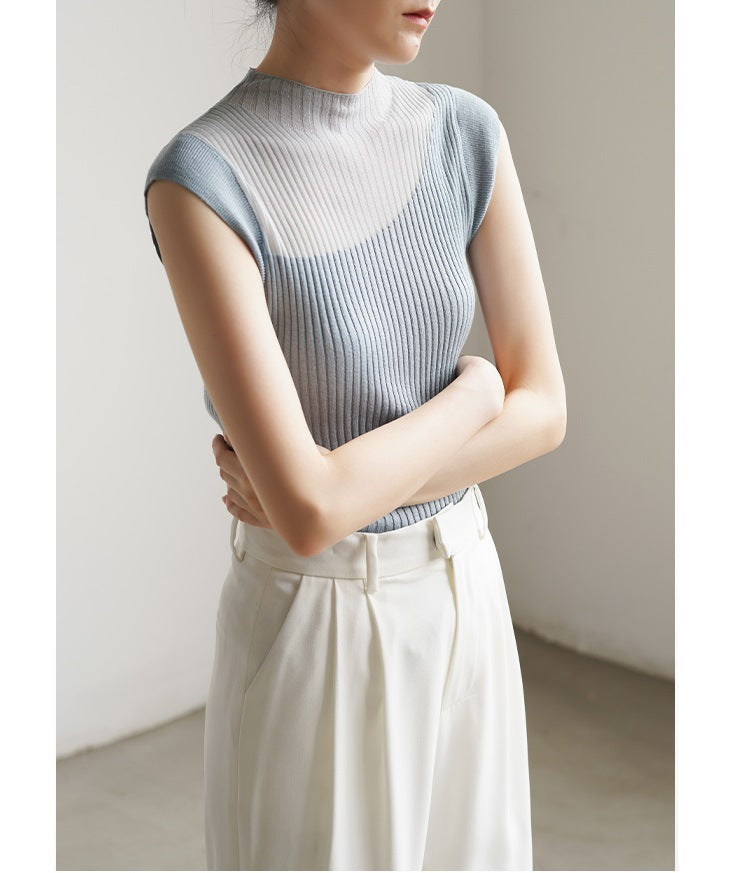 Transparente, farbverlaufende, ärmellose Strickware für Damen