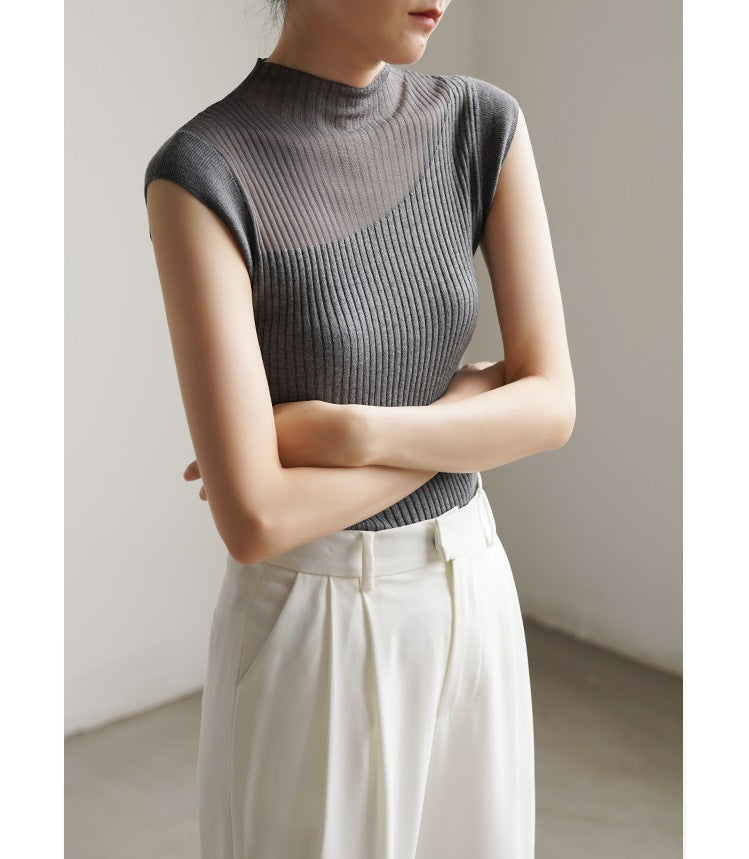 Transparente, farbverlaufende, ärmellose Strickware für Damen