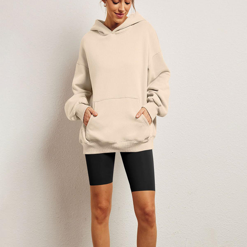 Oversized-Fleece-Hoodies für Damen, lockere Sweatshirts mit Tasche, langärmlige Pullover, Winter- und Herbstoutfits, Sportbekleidung