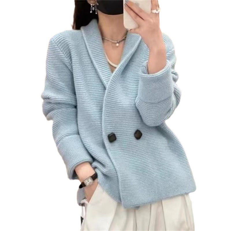 Einfarbiges, lockeres und schlichtes Stricktop im lässigen Stil für Damen