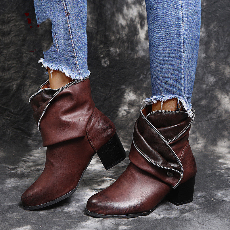 Damenschuhe in großen Größen mit dickem Absatz, modische Damenschuhe