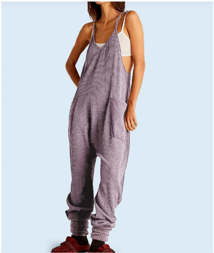 Einfarbige Freizeithose mit Hosenträgern für Damen