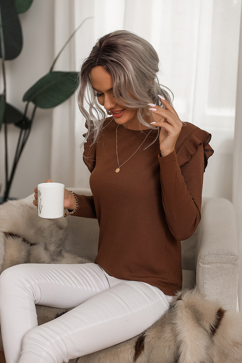 Strickwaren Prinzessin Temperament Langarm-T-Shirt Top Damen