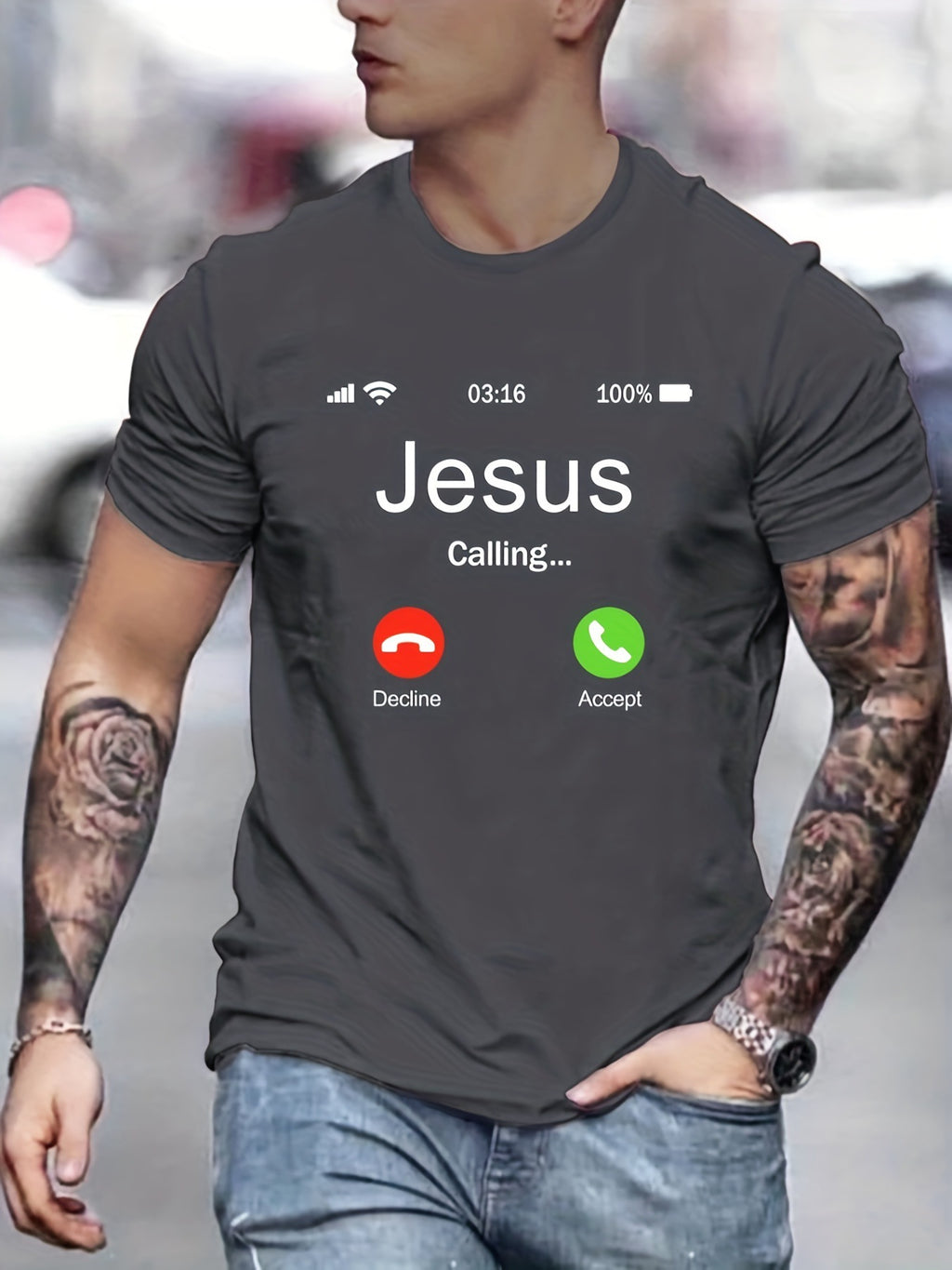 Jesus fordert bedruckte, bequeme Herren-T-Shirts