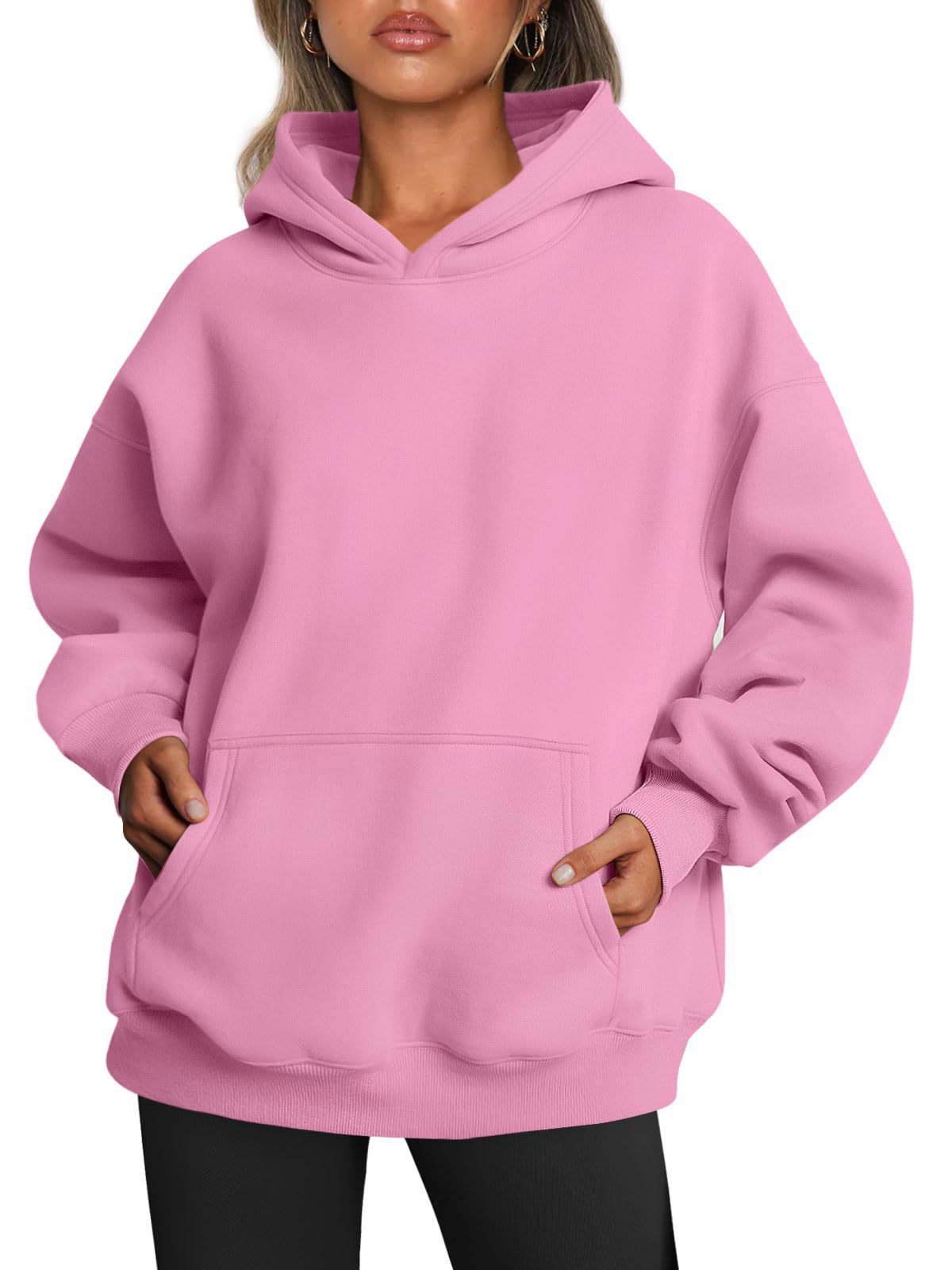 Oversized-Fleece-Hoodies für Damen, lockere Sweatshirts mit Tasche, langärmlige Pullover, Winter- und Herbstoutfits, Sportbekleidung