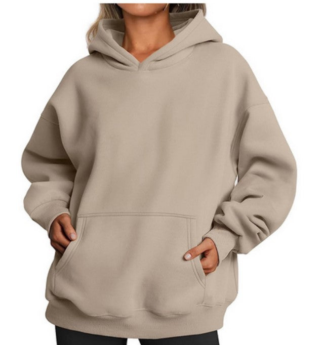 Oversized-Fleece-Hoodies für Damen, lockere Sweatshirts mit Tasche, langärmlige Pullover, Winter- und Herbstoutfits, Sportbekleidung