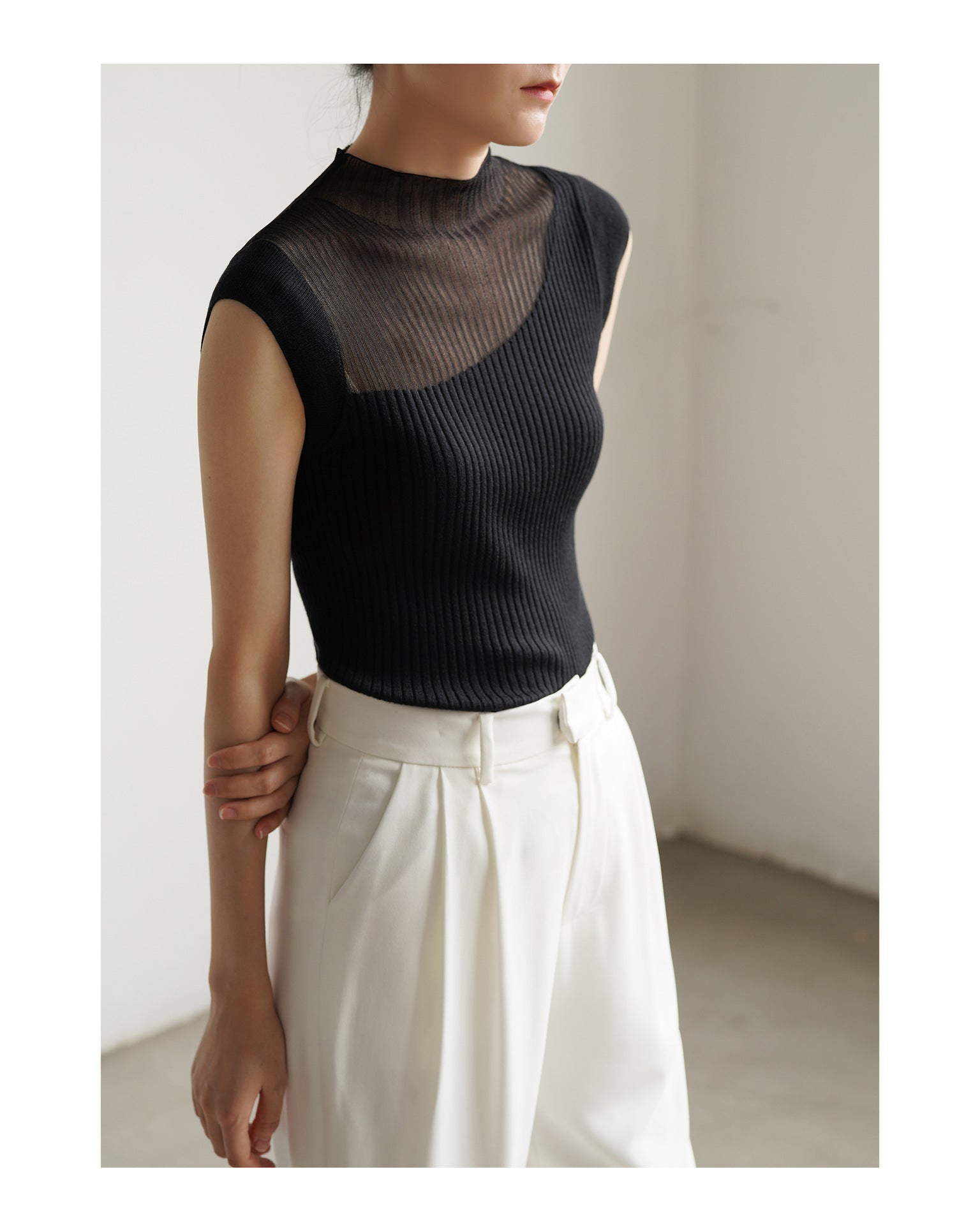 Transparente, farbverlaufende, ärmellose Strickware für Damen