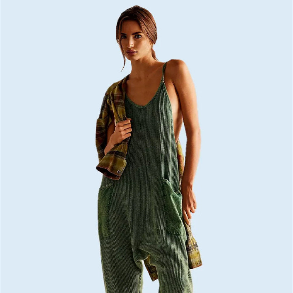 Einfarbige Freizeithose mit Hosenträgern für Damen