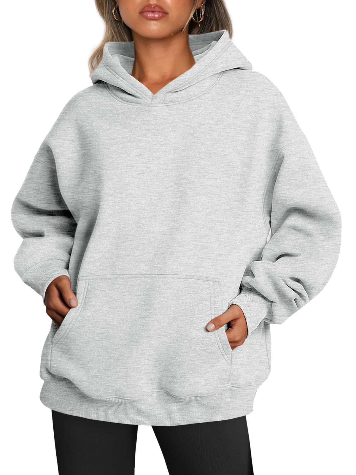 Oversized-Fleece-Hoodies für Damen, lockere Sweatshirts mit Tasche, langärmlige Pullover, Winter- und Herbstoutfits, Sportbekleidung