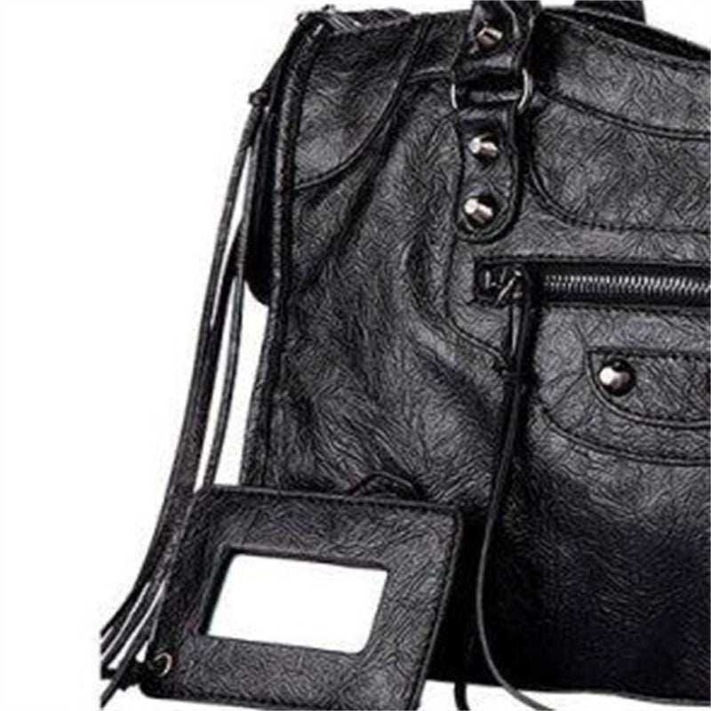 Damenhandtasche mit Fransen, Umhängetasche, Vintage-Stil, verziert mit Nieten und Fransen