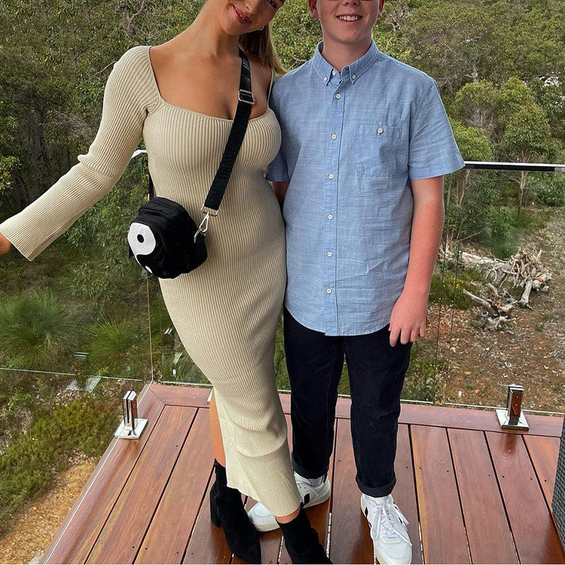 Winterliche Damen für elegante Abendkleider, weißer Pullover