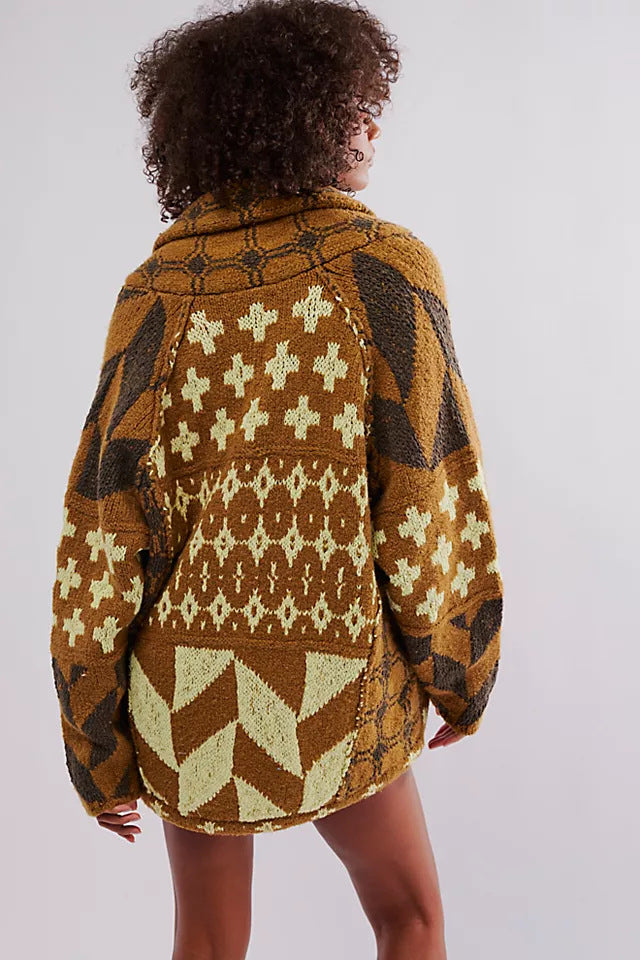 Strickpullover mit abstraktem Revers, locker geschnitten, langärmelig, Damen