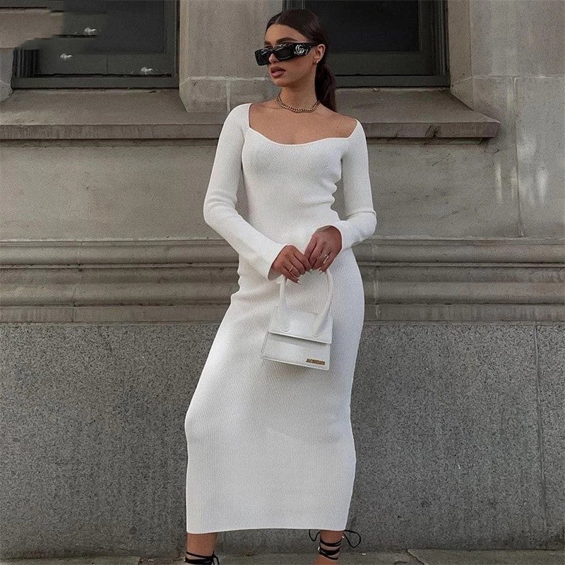 Winterliche Damen für elegante Abendkleider, weißer Pullover