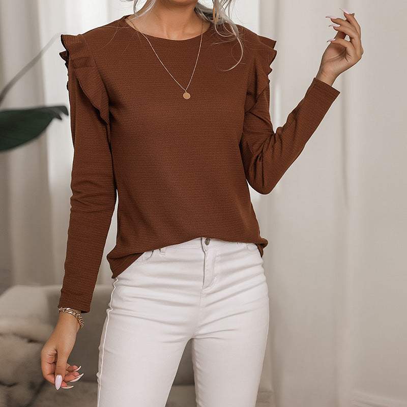 Strickwaren Prinzessin Temperament Langarm-T-Shirt Top Damen